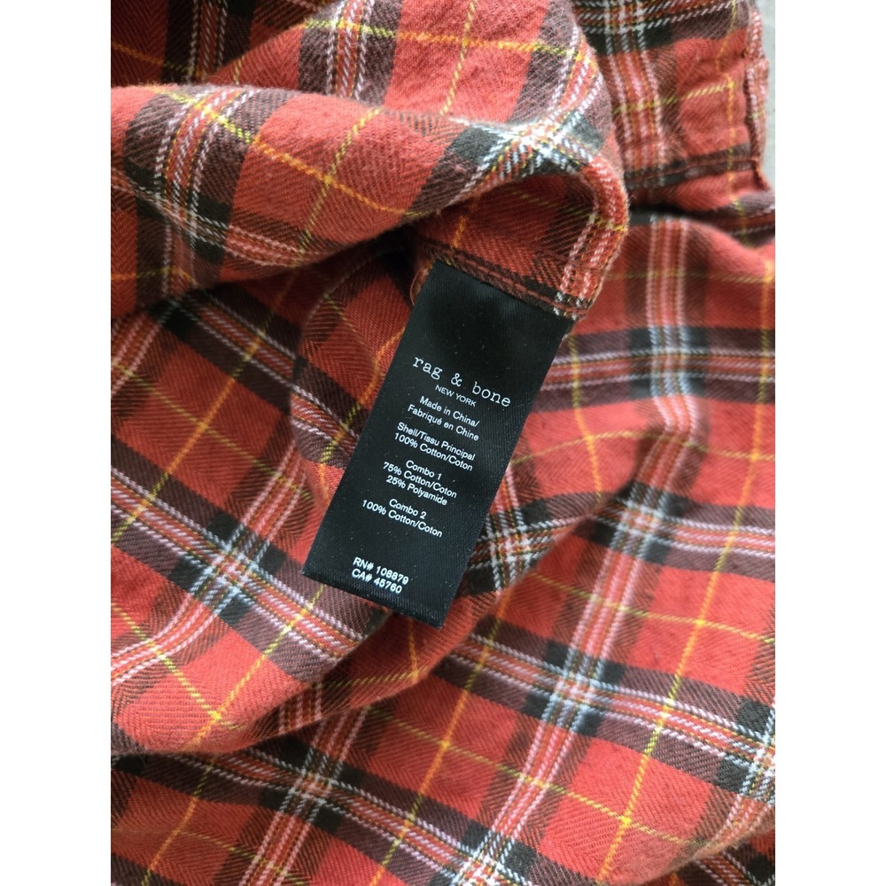 Rag And Bone Pursuit Rove Flannel Plaid Button Down Shirt Mens Large Red - Picture 12 of 13